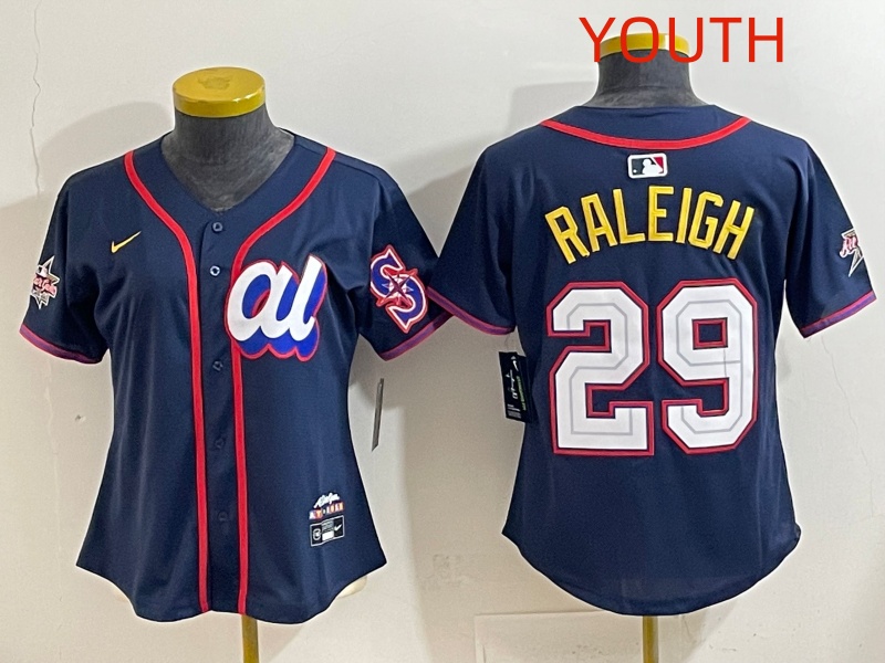 Youth 2025 Seattle Mariners #29 Raleigh dark Blue All star Nike MLB Jersey style 021->youth mlb jersey->Youth Jersey